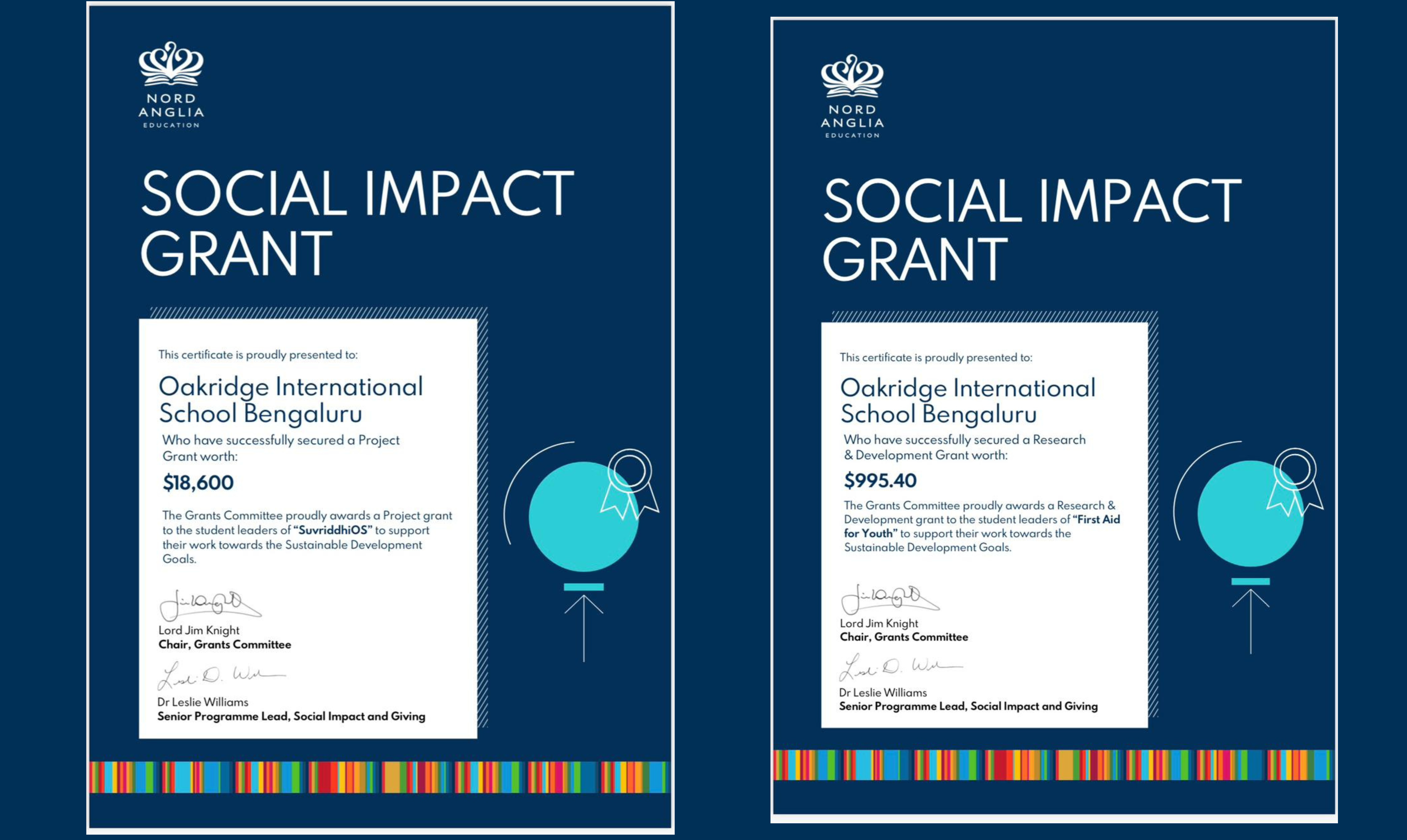 oakridge international school cas project social impact grant